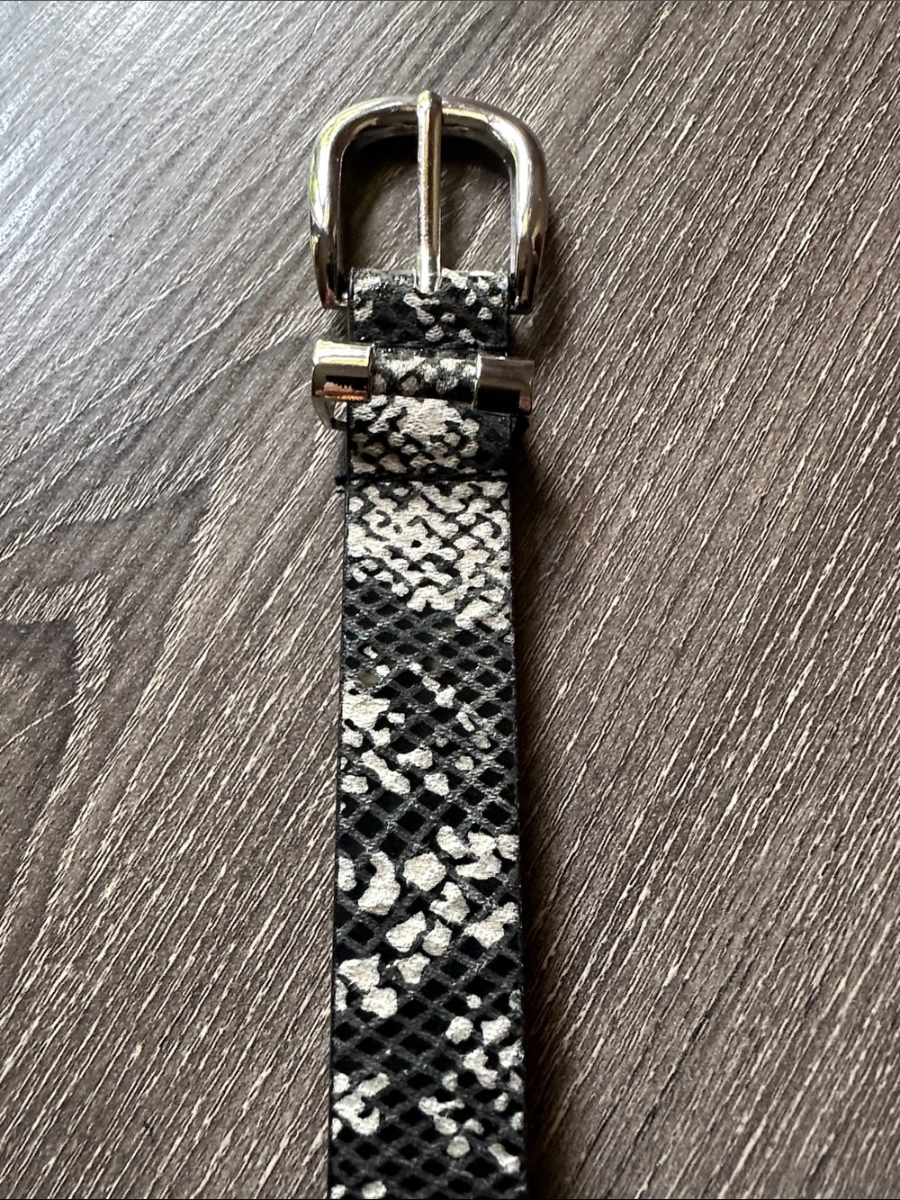 2/$20 Snake-Print Faux Leather Belt in Black & White